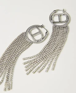 Boucles D’oreilles Avec Oval T Et Franges Strassées