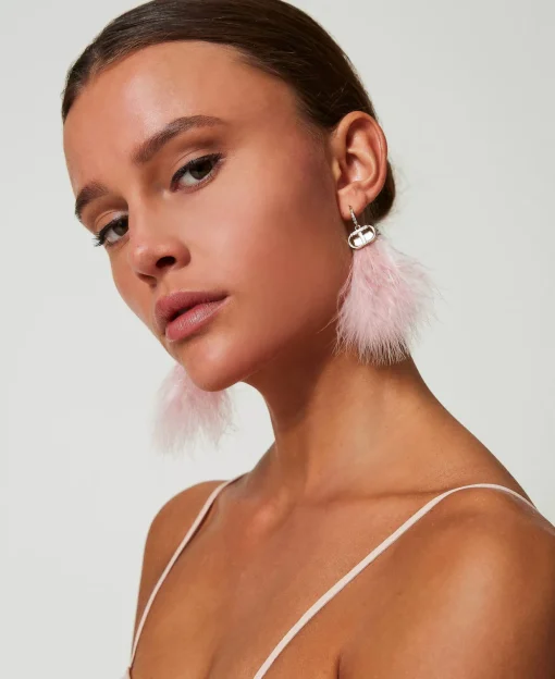 Boucles D’oreilles Avec Plumes Et Oval T