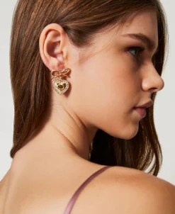 Boucles D’oreilles En Cœur Avec Strass Et Oval T