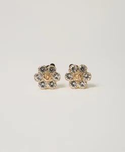 Boucles D’oreilles En Fleur Avec Strass Et Oval T