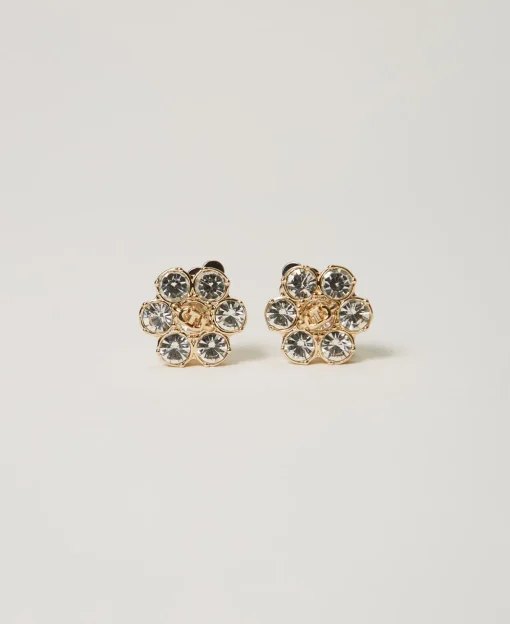Boucles D’oreilles En Fleur Avec Strass Et Oval T