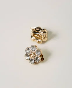 Boucles D’oreilles En Fleur Avec Strass Et Oval T