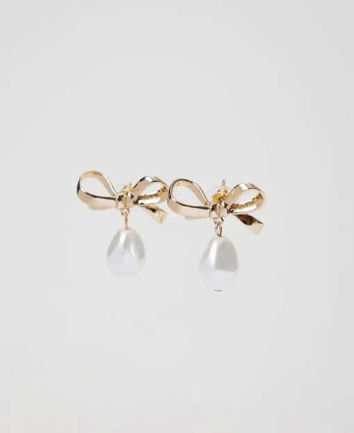 Boucles D’oreilles En Nœud Avec Perle