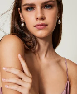 Boucles D’oreilles En Nœud Avec Perle