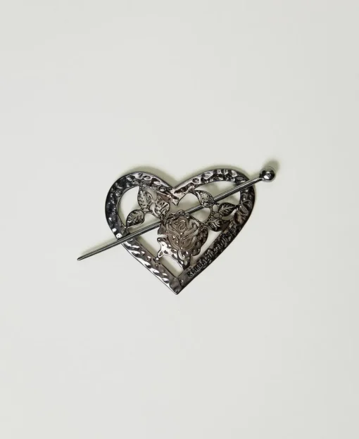 Broche En Cœur Avec Fleur