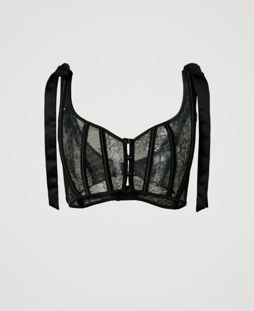 Bustier En Dentelle Et Satin