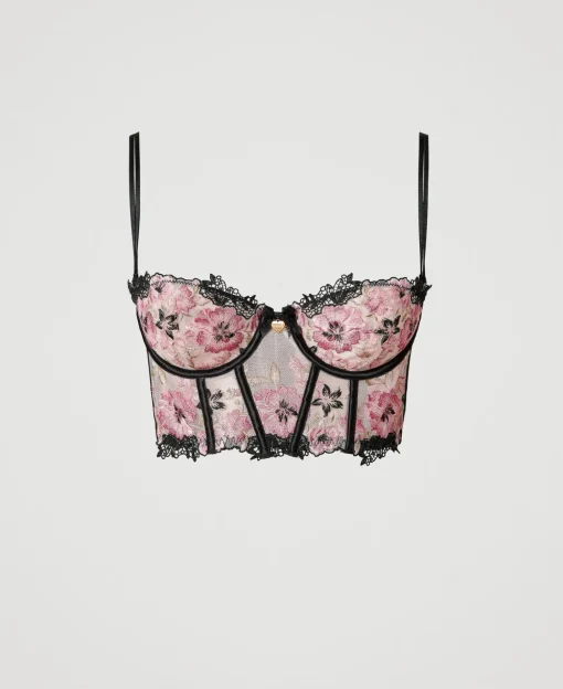Bustier En Tulle Avec Broderie