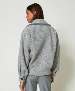 Caban Croisé En Drap Bicolore