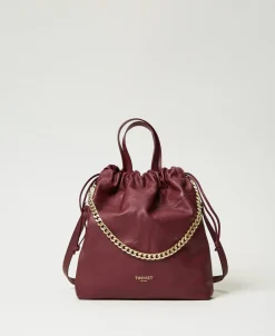 Cabas Moyen En Cuir Avec Cordon De Serrage