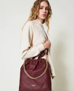 Cabas Moyen En Cuir Avec Cordon De Serrage