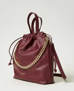 Cabas Moyen En Cuir Avec Cordon De Serrage
