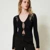 Cardigan Avec Lacets Et Dentelle