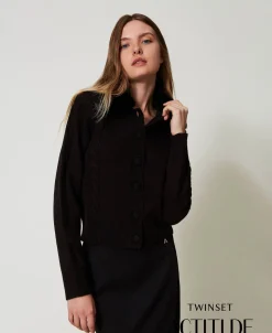 Cardigan Court Avec Col En Fausse Fourrure