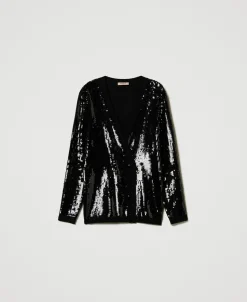 Cardigan Croisé Avec Sequins All-over