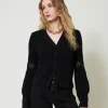 Cardigan Côtelé Avec Dentelle