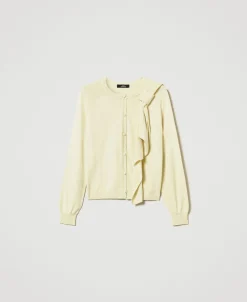 Cardigan En Laine Mélangée Avec Grand Nœud