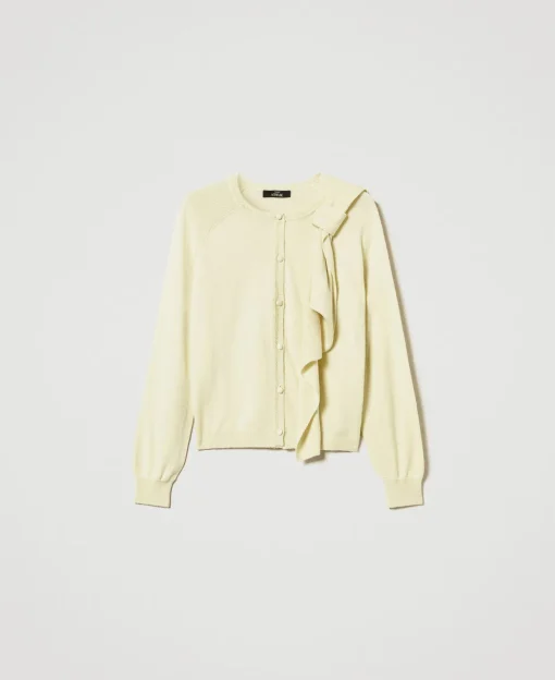 Cardigan En Laine Mélangée Avec Grand Nœud