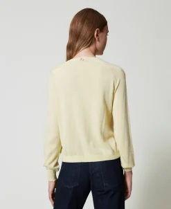 Cardigan En Laine Mélangée Avec Grand Nœud