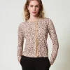 Cardigan En Maille Avec Imprimé Et Dentelle