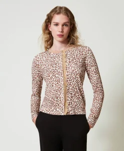 Cardigan En Maille Avec Imprimé Et Dentelle