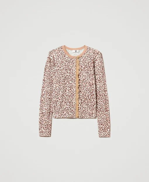 Cardigan En Maille Avec Imprimé Et Dentelle