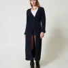 Cardigan Long Jacquard à Carreaux