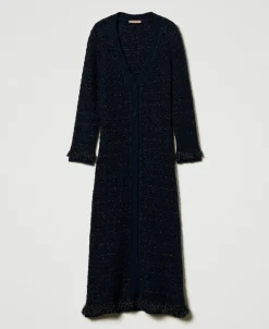 Cardigan Long Jacquard à Carreaux