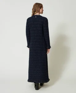 Cardigan Long Jacquard à Carreaux