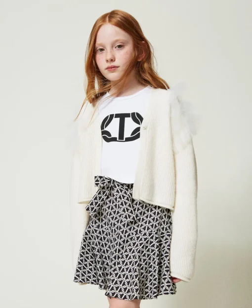 Cardigan Regular Avec Volants En Tulle