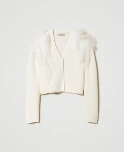 Cardigan Regular Avec Volants En Tulle