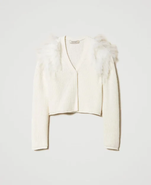 Cardigan Regular Avec Volants En Tulle