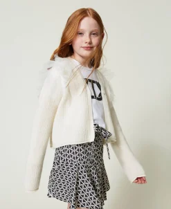 Cardigan Regular Avec Volants En Tulle