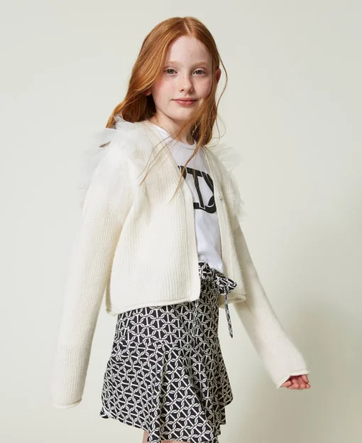 Cardigan Regular Avec Volants En Tulle
