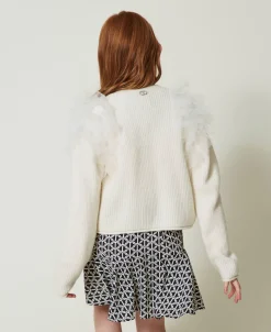 Cardigan Regular Avec Volants En Tulle