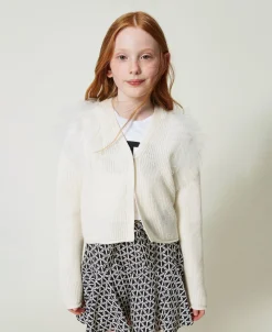 Cardigan Regular Avec Volants En Tulle