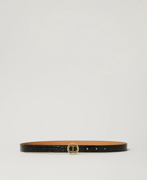 Ceinture En Cuir Avec Imprimé Croco