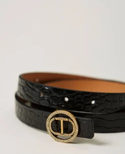 Ceinture En Cuir Avec Imprimé Croco