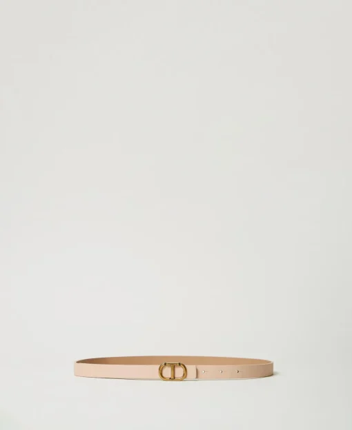 Ceinture Fine Réversible En Cuir Avec Oval T