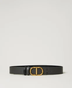 Ceinture Réversible En Cuir Avec Oval T