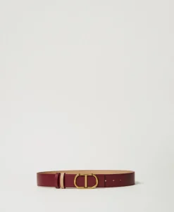 Ceinture Réversible En Cuir Avec Oval T