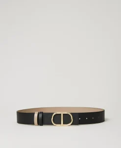 Ceinture Réversible En Cuir Avec Oval T