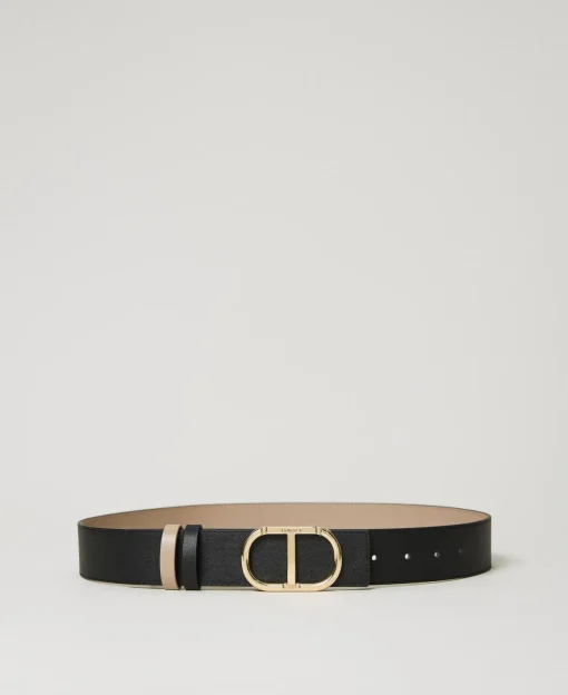 Ceinture Réversible En Cuir Avec Oval T