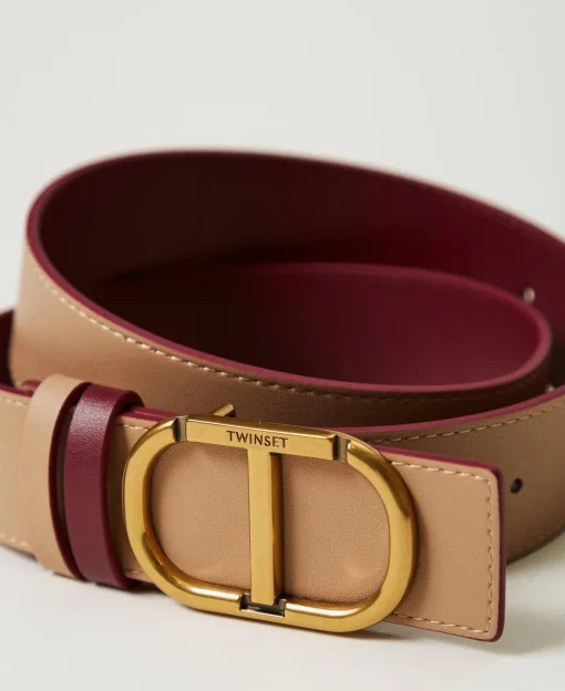 Ceinture Réversible En Cuir Avec Oval T