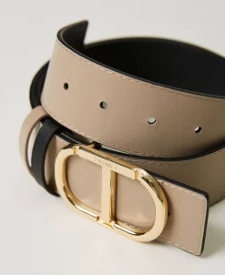 Ceinture Réversible En Cuir Avec Oval T