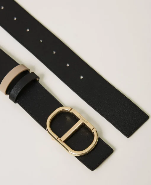 Ceinture Réversible En Cuir Avec Oval T