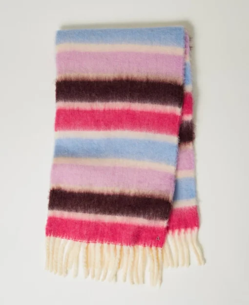 Écharpe Avec Rayures Multicolores Et Franges