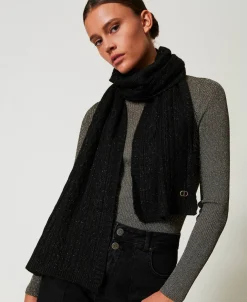 Écharpe En Maille Avec Lurex Et Torsades