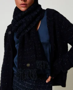 Écharpe En Maille Avec Lurex Et Franges