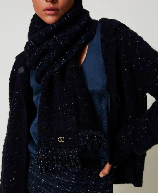 Écharpe En Maille Avec Lurex Et Franges