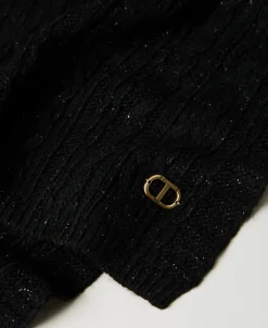 Écharpe En Maille Avec Lurex Et Torsades